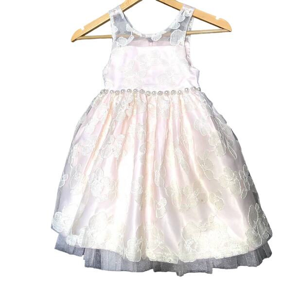 American Princess Dress Girls Size 5 Light Pink Tulle Lace Pearl * - Picture 1 of 7